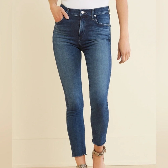 AGOLDE Sophie Jeans Crop Skinny Mid Rise Raw Hem Medium Wash Women’s Size 26 - Picture 1 of 9